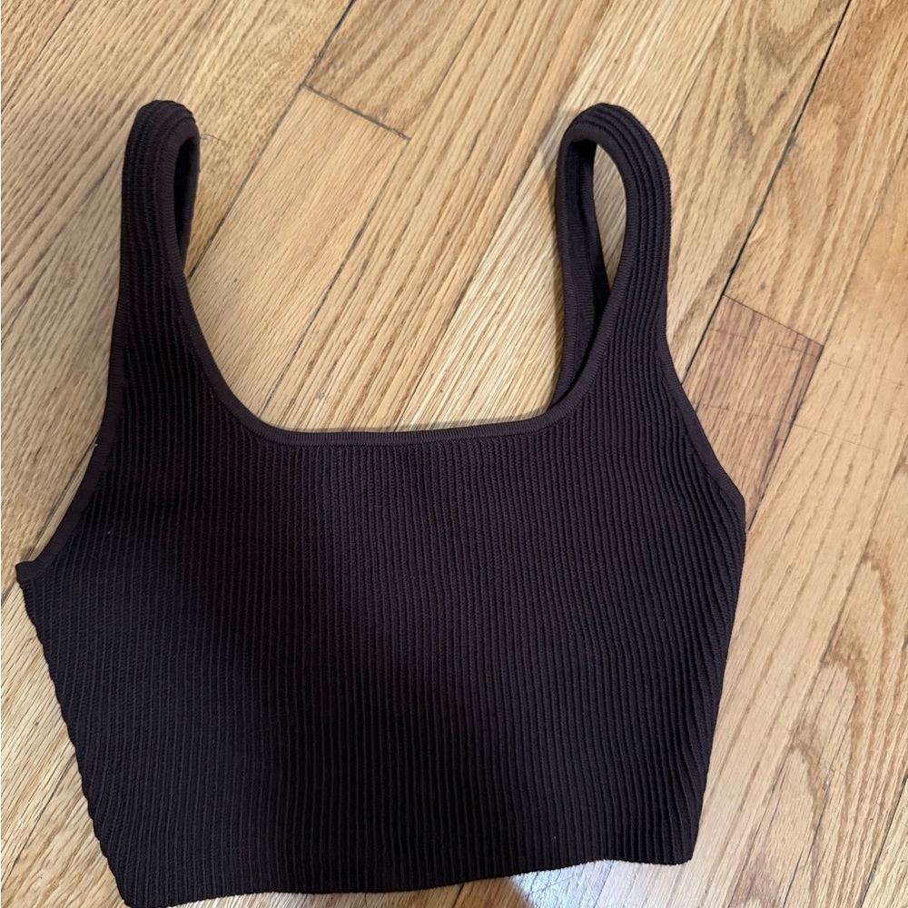 Babaton Mocha Cropped Ribbed Tank Top